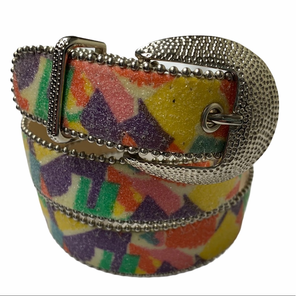 Vintage Sparkle Rainbow Glitter Funky Kitschy Belt